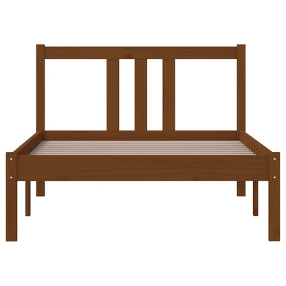 Solid Wood Bed Frame, Honey Brown, 90x200 cm, No Mattress
