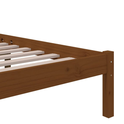 Solid Wood Bed Frame, Honey Brown, 90x200 cm, No Mattress