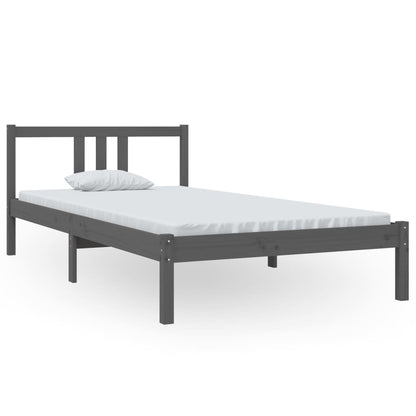 Grey Solid Wood Bed Frame - 100x200 cm - Mattress Not Included
