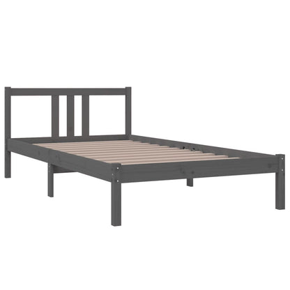 Grey Solid Wood Bed Frame - 100x200 cm - Mattress Not Included