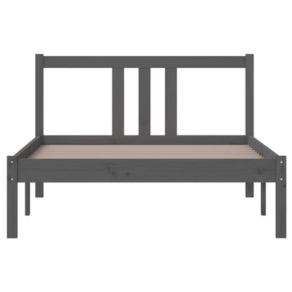 Grey Solid Wood Bed Frame - 100x200 cm - Mattress Not Included