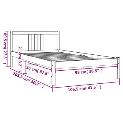 Honey Brown Solid Wood Bed Frame 100x200 cm - No Mattress Included