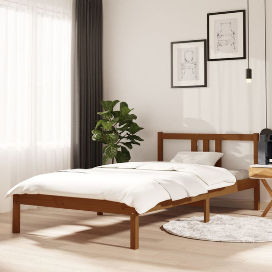 Honey Brown Solid Wood Bed Frame 100x200 cm - No Mattress Included