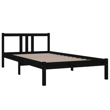 Black Solid Wood Bed Frame 100x200 cm - Mattress Not Included