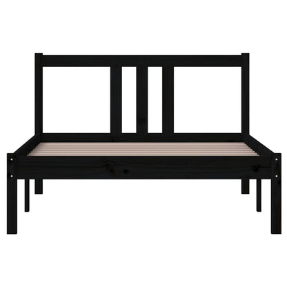 Black Solid Wood Bed Frame 100x200 cm - Mattress Not Included