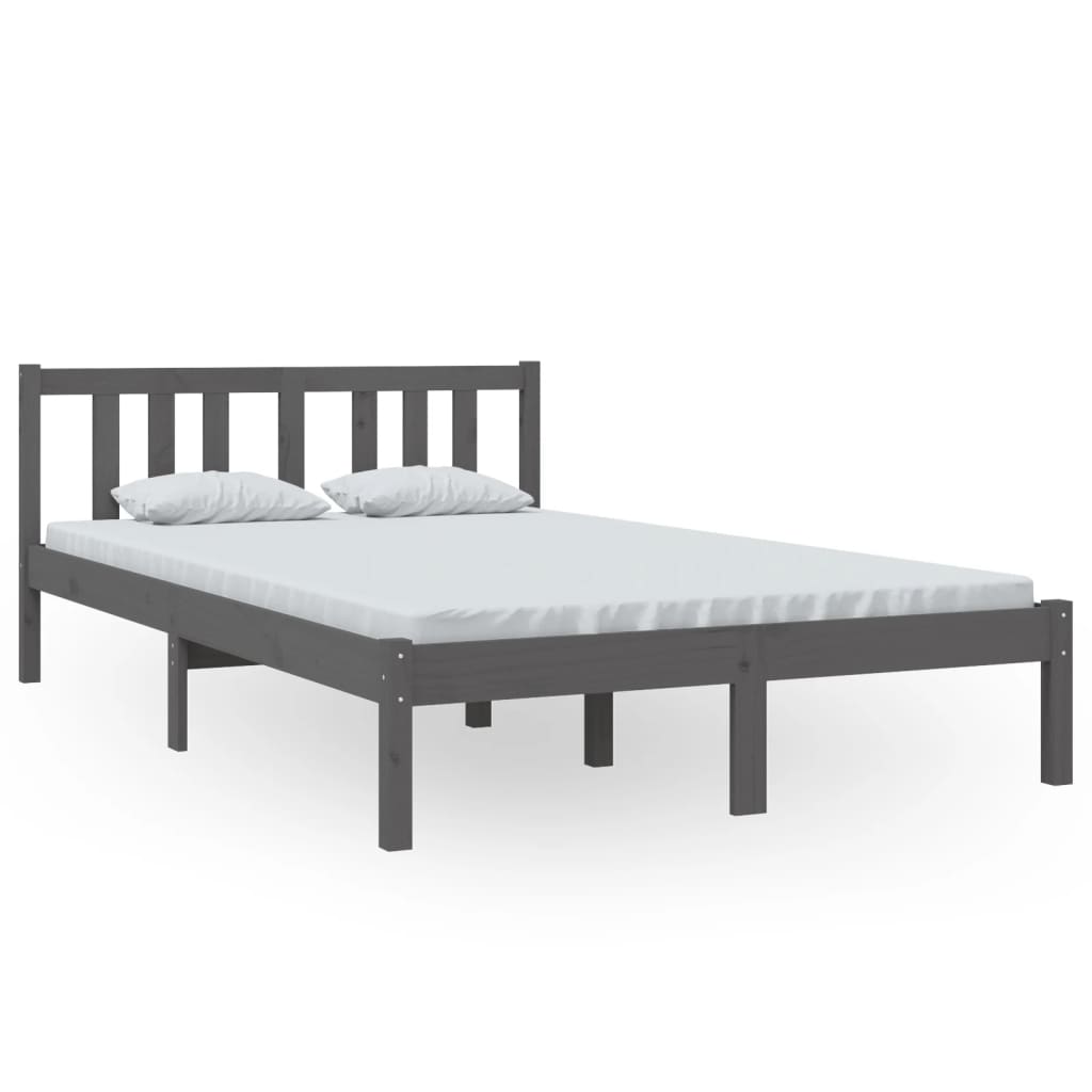 Solid Wood Grey Bed Frame 120x200 cm - No Mattress Included
