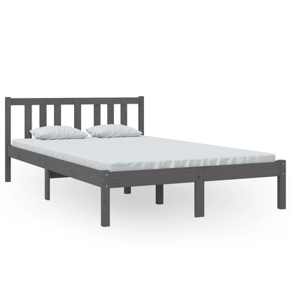 Solid Wood Grey Bed Frame 120x200 cm - No Mattress Included