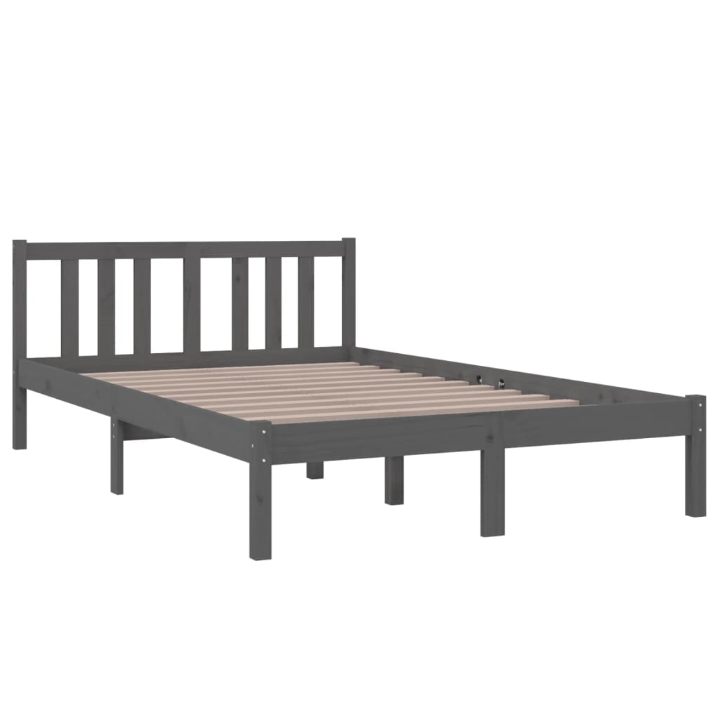 Solid Wood Grey Bed Frame 120x200 cm - No Mattress Included