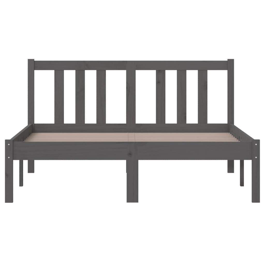 Solid Wood Grey Bed Frame 120x200 cm - No Mattress Included