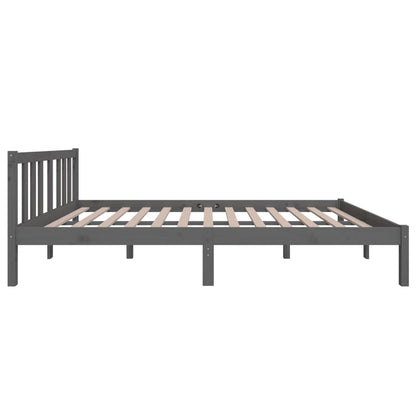 Solid Wood Grey Bed Frame 120x200 cm - No Mattress Included