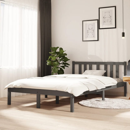 Solid Wood Grey Bed Frame 120x200 cm - No Mattress Included