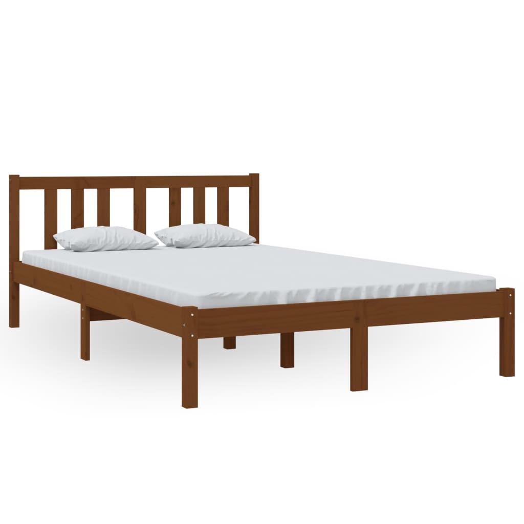 Solid Wood Bed Frame, Honey Brown, 120x200 cm - No Mattress Included