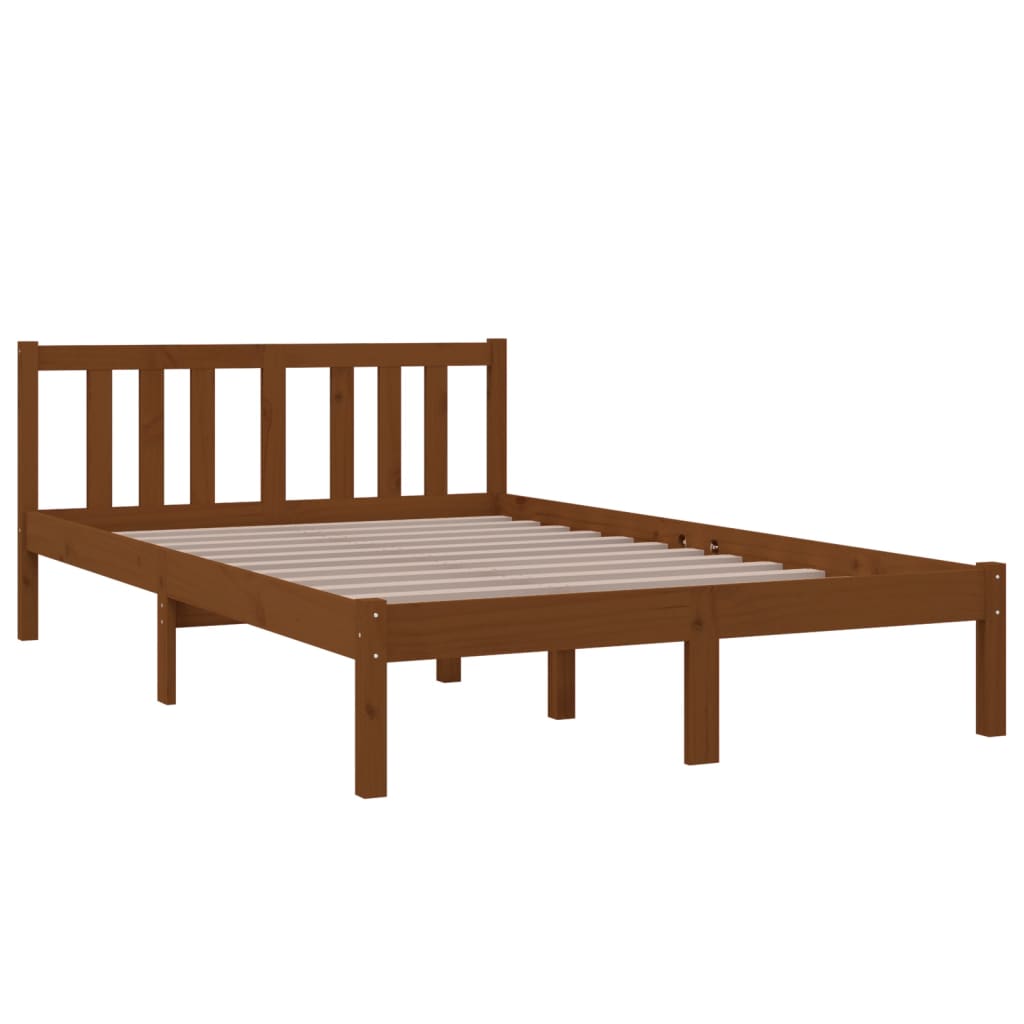 Solid Wood Bed Frame, Honey Brown, 120x200 cm - No Mattress Included