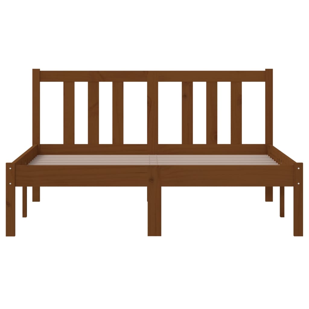 Solid Wood Bed Frame, Honey Brown, 120x200 cm - No Mattress Included
