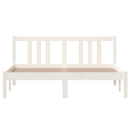Solid Wood White Bed Frame 140x200 cm, No Mattress Included
