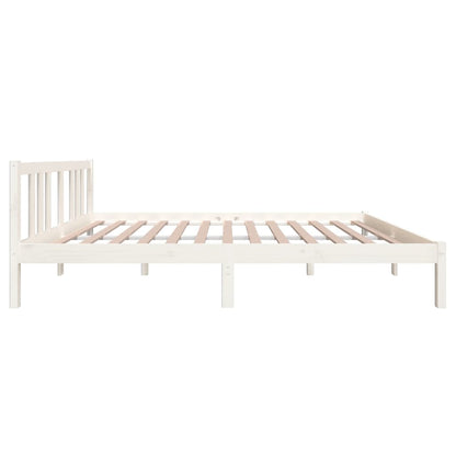 Solid Wood White Bed Frame 140x200 cm, No Mattress Included