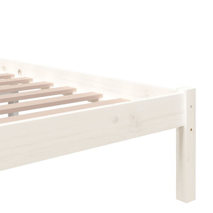 Solid Wood White Bed Frame 140x200 cm, No Mattress Included