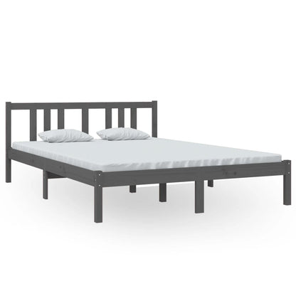Solid Wood Grey Bed Frame 140x200 cm - Sturdy & Stylish Design