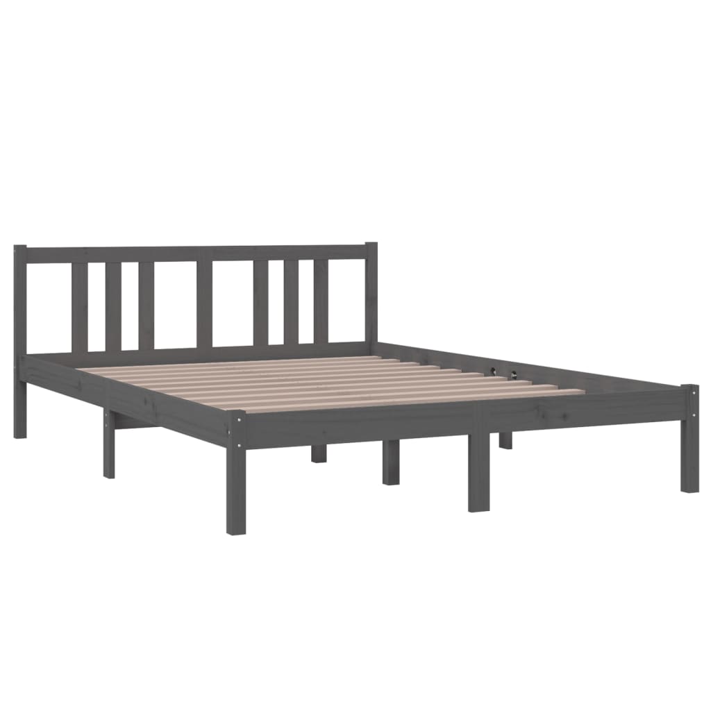 Solid Wood Grey Bed Frame 140x200 cm - Sturdy & Stylish Design
