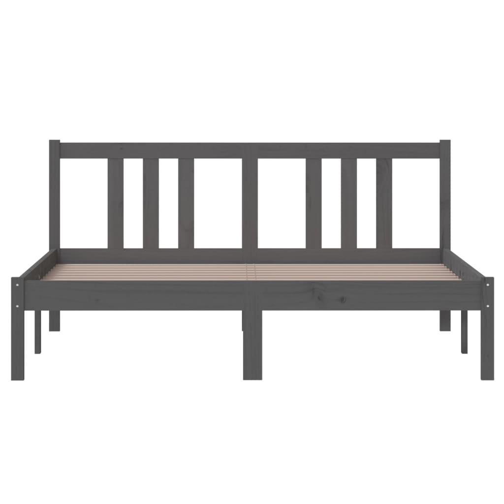 Solid Wood Grey Bed Frame 140x200 cm - Sturdy & Stylish Design