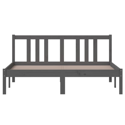 Solid Wood Grey Bed Frame 140x200 cm - Sturdy & Stylish Design
