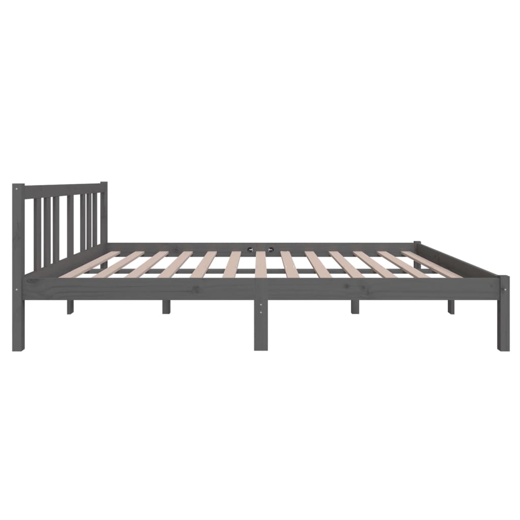 Solid Wood Grey Bed Frame 140x200 cm - Sturdy & Stylish Design