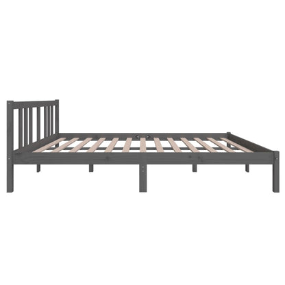 Solid Wood Grey Bed Frame 140x200 cm - Sturdy & Stylish Design
