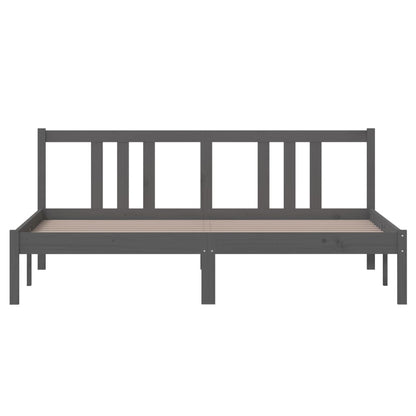 Solid Wood Grey Bed Frame - 160x200 cm Sturdy Design