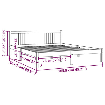 Solid Wood Grey Bed Frame - 160x200 cm Sturdy Design