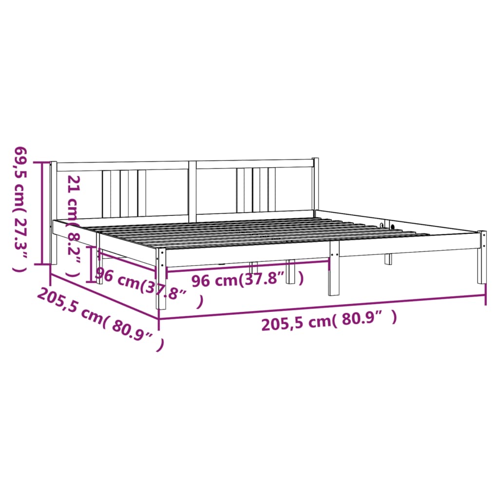 Bed Frame without Mattress Solid Wood 200x200 cm
