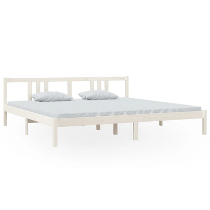 White Solid Wood Bed Frame, No Mattress, 200x200 cm