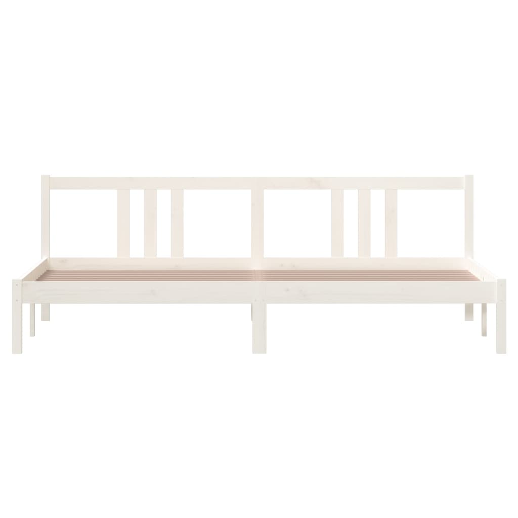 White Solid Wood Bed Frame, No Mattress, 200x200 cm