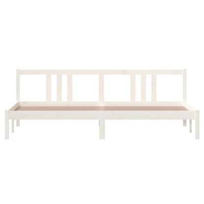 White Solid Wood Bed Frame, No Mattress, 200x200 cm