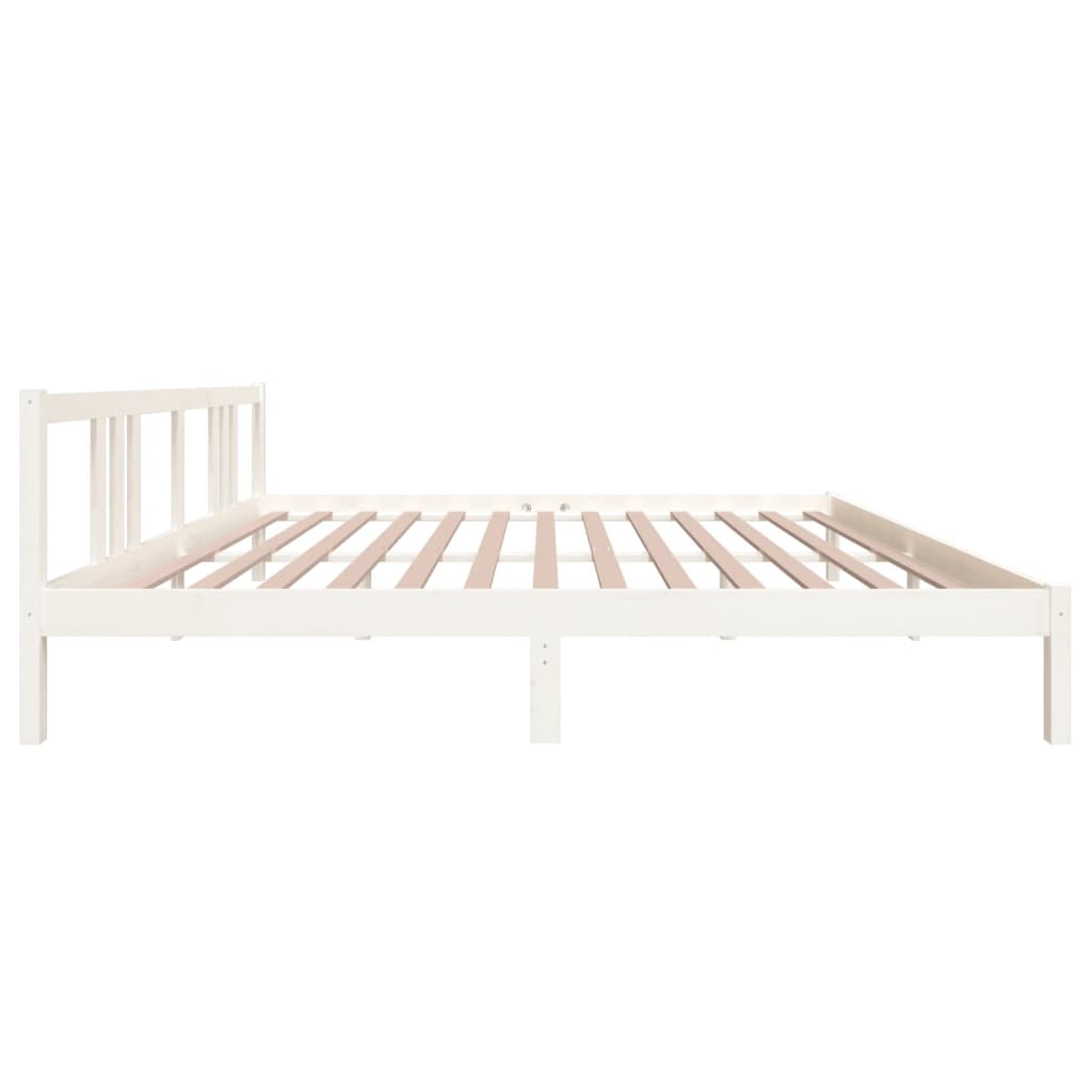 White Solid Wood Bed Frame, No Mattress, 200x200 cm