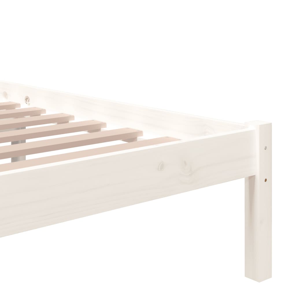 White Solid Wood Bed Frame, No Mattress, 200x200 cm