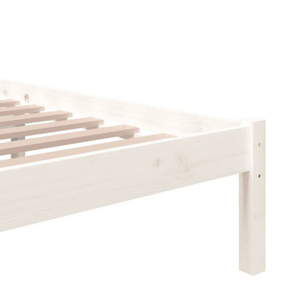White Solid Wood Bed Frame, No Mattress, 200x200 cm
