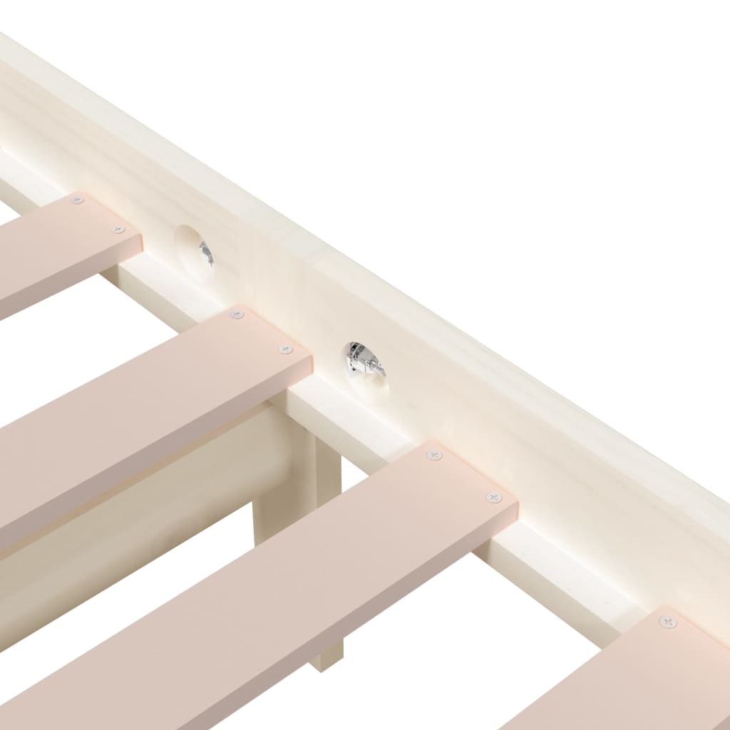 White Solid Wood Bed Frame, No Mattress, 200x200 cm