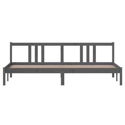 Grey Solid Wood Bed Frame 200x200 cm - No Mattress Included