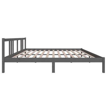 Grey Solid Wood Bed Frame 200x200 cm - No Mattress Included