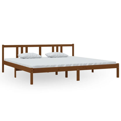 Honey Brown Solid Wood Bed Frame 200x200 cm - Mattress Not Included