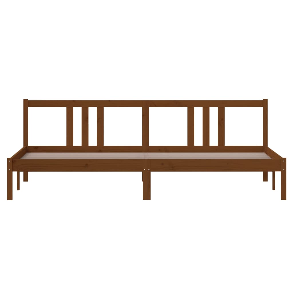 Honey Brown Solid Wood Bed Frame 200x200 cm - Mattress Not Included