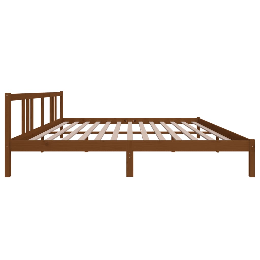Honey Brown Solid Wood Bed Frame 200x200 cm - Mattress Not Included