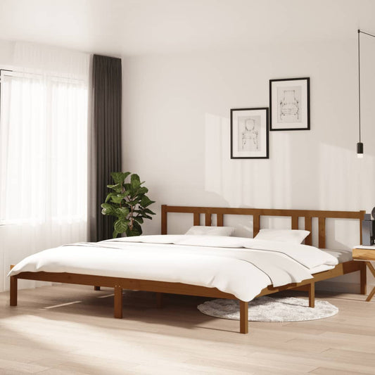 Honey Brown Solid Wood Bed Frame 200x200 cm - Mattress Not Included