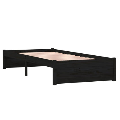 Solid Wood Black Bed Frame 75x190 cm - Small Single Size