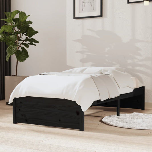 Solid Wood Black Bed Frame 75x190 cm - Small Single Size