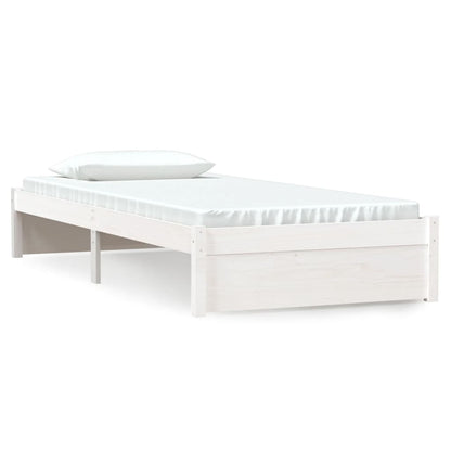 Solid Wood White Bed Frame - Single 90x190 cm | No Mattress