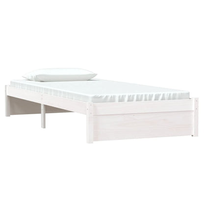Solid Wood White Bed Frame - Single 90x190 cm | No Mattress