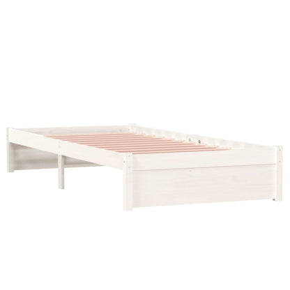 Solid Wood White Bed Frame - Single 90x190 cm | No Mattress