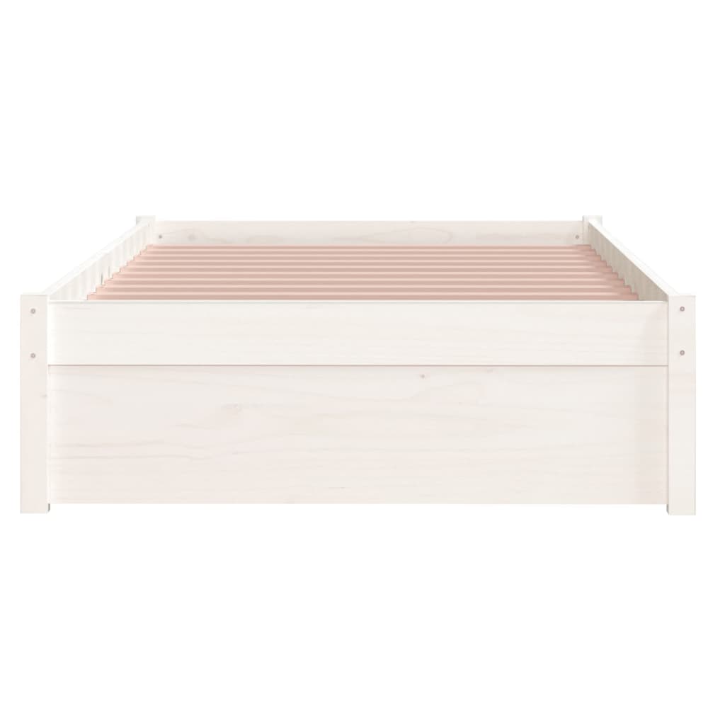Solid Wood White Bed Frame - Single 90x190 cm | No Mattress