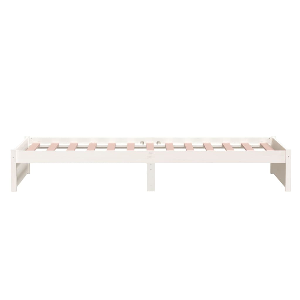 Solid Wood White Bed Frame - Single 90x190 cm | No Mattress